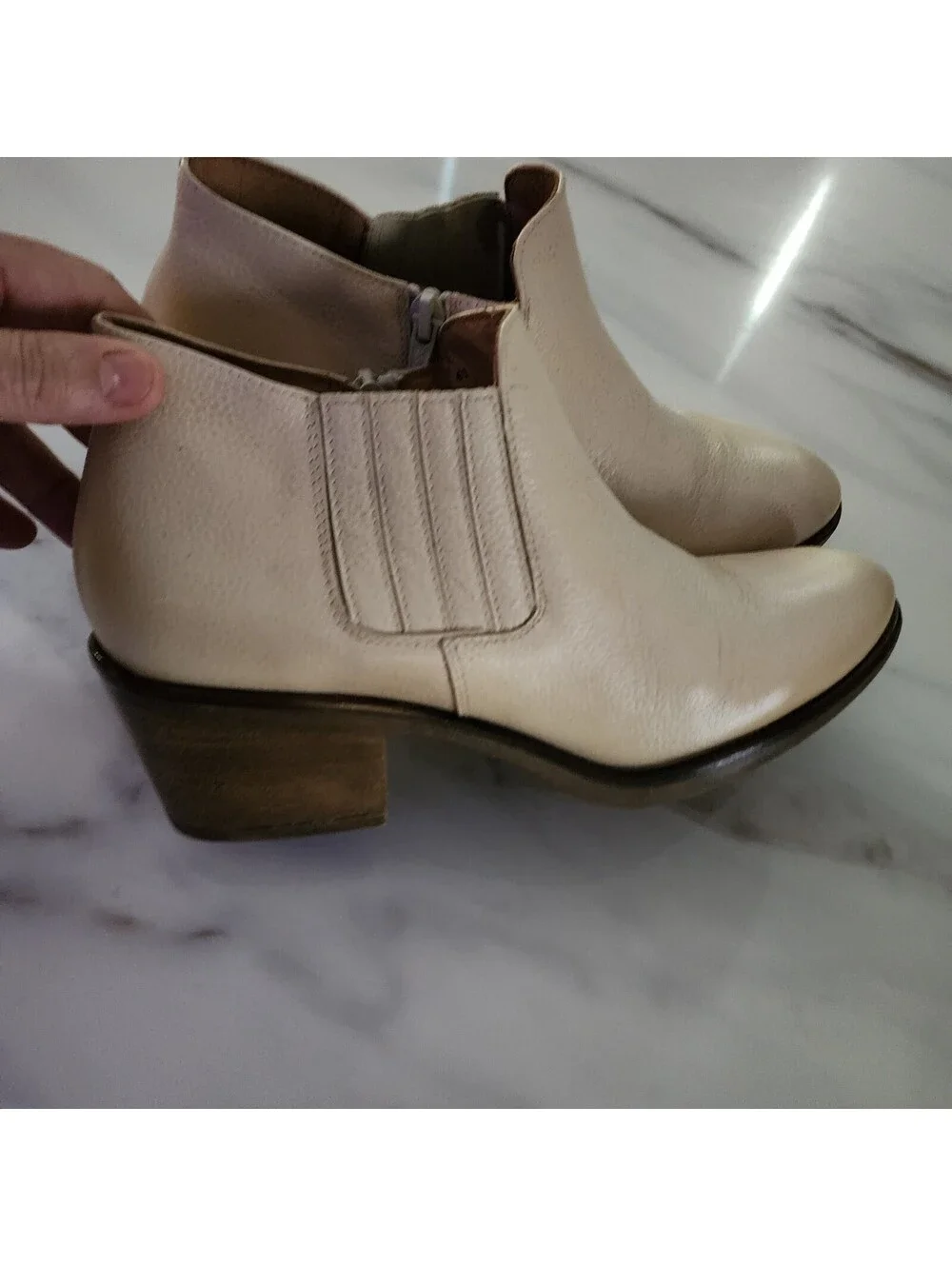 Miz Mooz Cream Leather Chelsea Ankle Boots US 10 EU 41 Spain